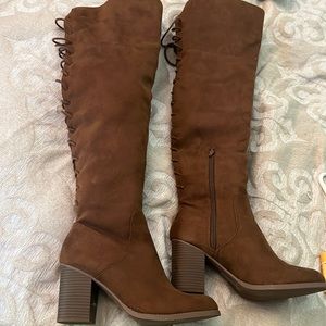Over the knee, brown fall boots, never worn